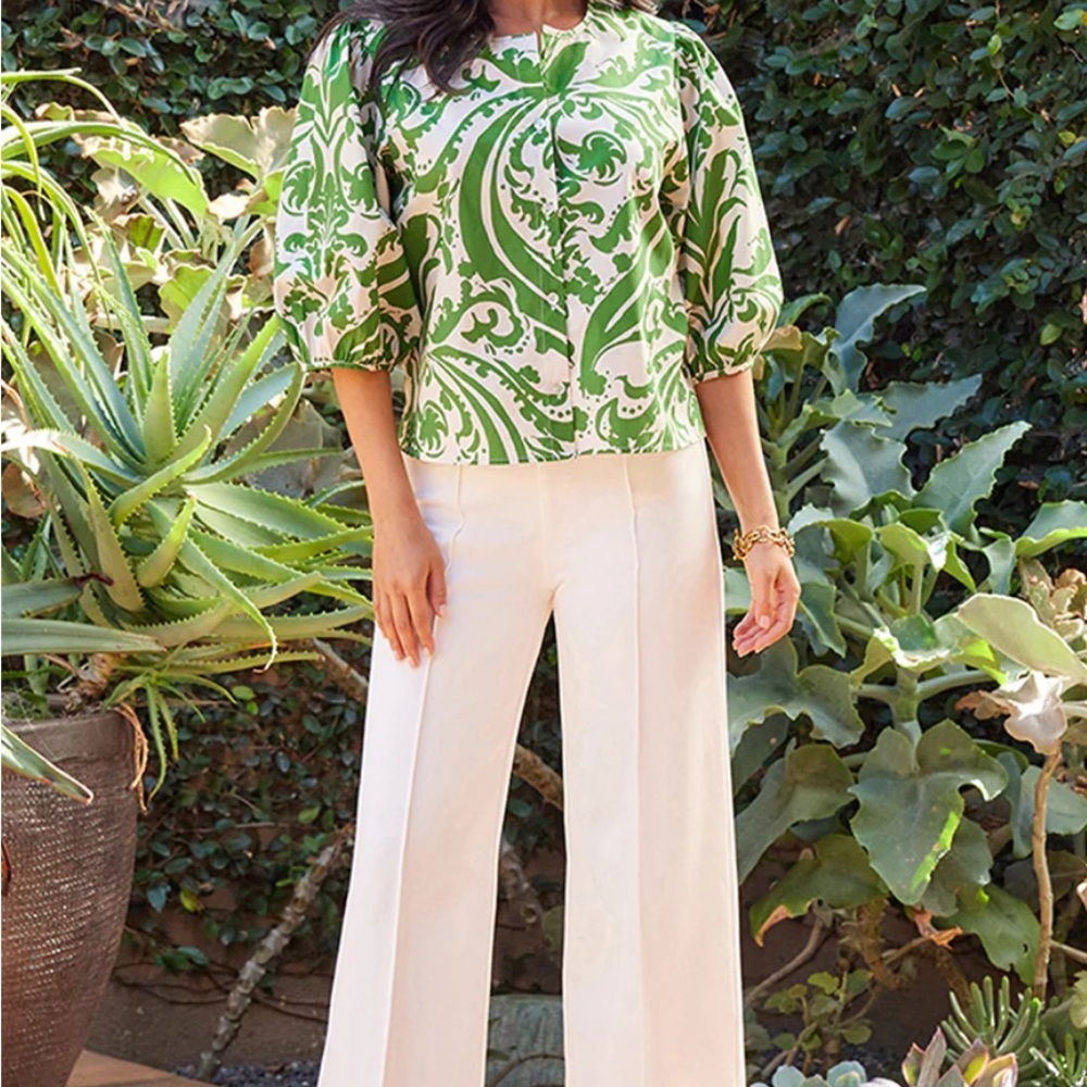 NWOT Karen Kane Elegant PintuckWide-Leg Pants in Off-White XL